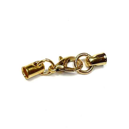 Picture of Cord Ends Ø3-4mm with 12mm  Lobster Clasp Gold Plated x1
