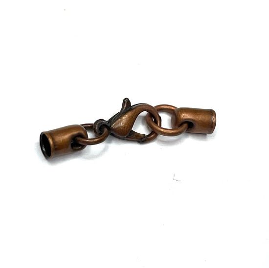 Picture of Cord Ends Ø3-4mm with 12mm Lobster Clasp Copper x1