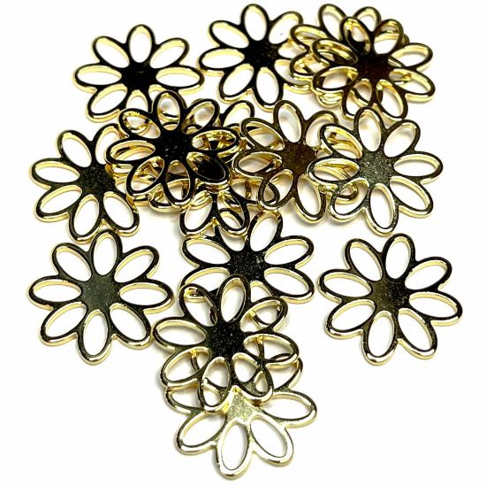 Picture of Stainless Steel Charm Flower 15mm Gold x5