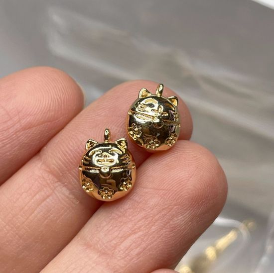 Picture of Charm Cat 11x9x5mm 18kt Gold Plate x1
