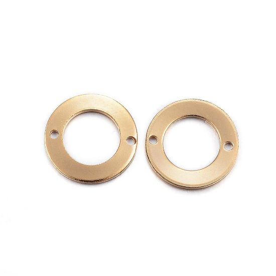 Picture of Stainless Steel Connector 13mm round w/ 2 holes Gold x10