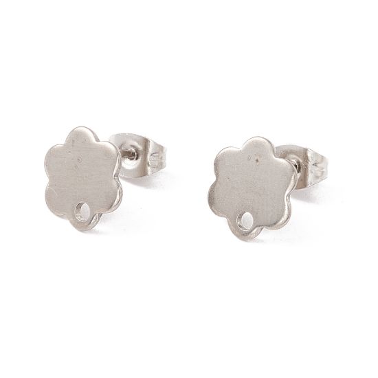 Picture of Stainless Steel Ear stud 10x9mm flower w/ hole x10