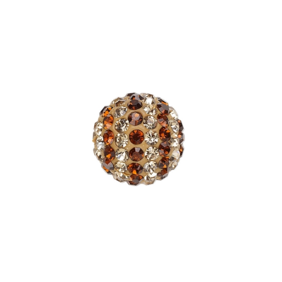 Picture of Pavé Bead Egyptian glass rhinestone with striped design 14mm round Champagne and Brown x1