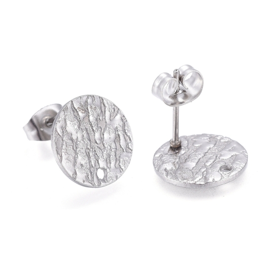 Picture of Stainless Steel Ear stud textured 12mm round w/ hole x10