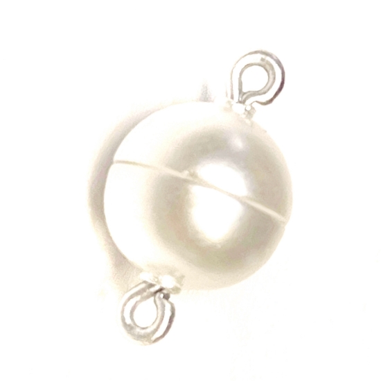 Picture of Acrylic Power Magnetic Clasp Ø10mm round White Pearl x1