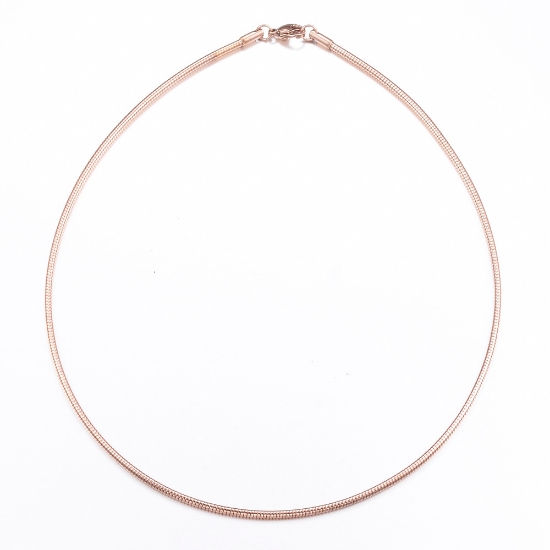 Picture of Stainless Steel Snake Chain Choker Necklaces with Lobster clasp 45cm Rose Gold x1