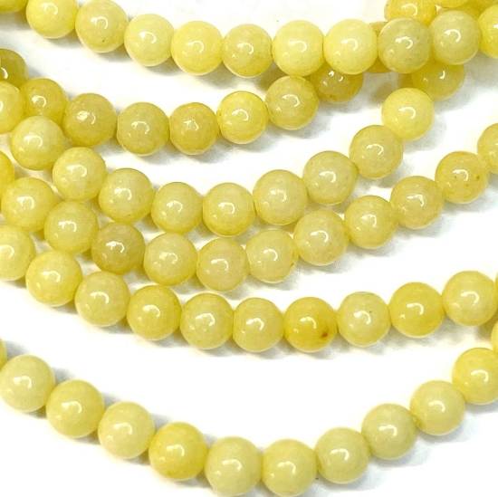 Picture of Mountain "Jade" bead 4mm round Yellow x40cm