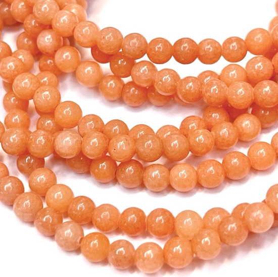 Picture of Mountain "Jade" bead 4mm round Coral Red x40cm