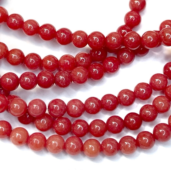 Picture of Mountain "Jade" bead 4mm round Light Red x40cm