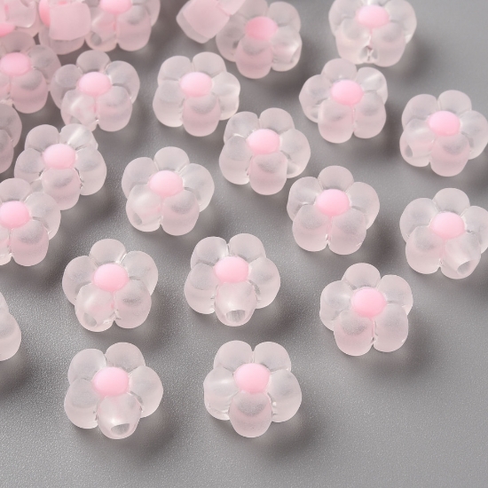 Picture of Acrylic Beads Flower 12mm Frosted Pink x50