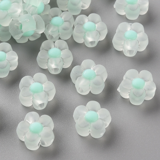 Picture of Acrylic Beads Flower 12mm Frosted Aquamarine x50