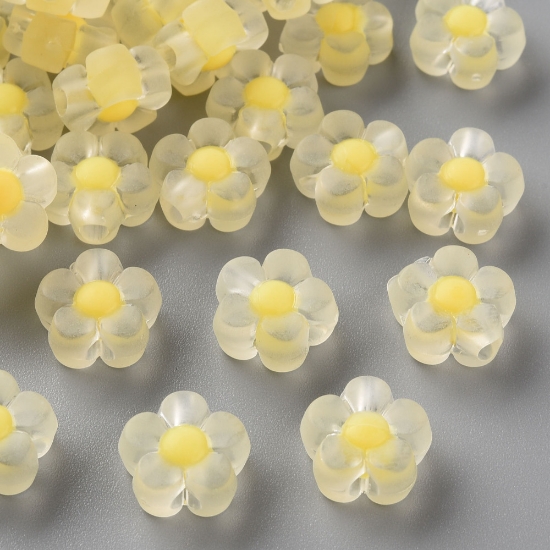 Picture of Acrylic Beads Flower 12mm Frosted Yellow x50