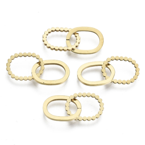 Picture of Stainless Steel Link ring 12x9x1mm oval Gold x1 set