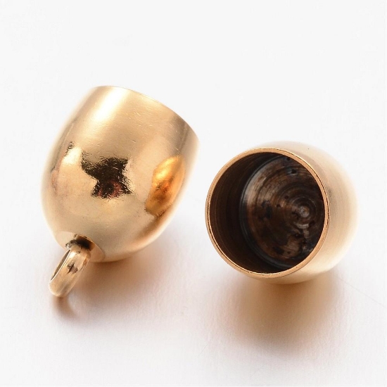 Picture of Stainless Steel Bullet End Cap w/loop Ø8mm Gold x2