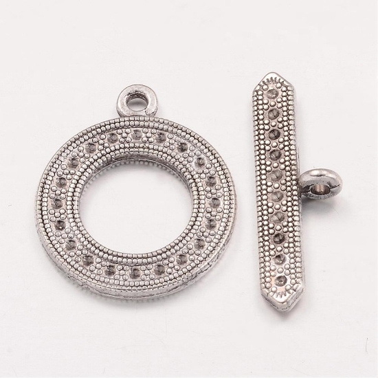 Picture of Clasp Toggle Flower 25mm round Antique Silver x1