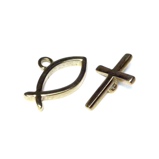 Picture of Clasp Toggle 24x11mm fish with cross bar Gold x1