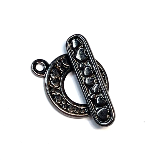 Picture of Clasp Toggle 17.5mm go-go with heart design Gunmetal x1