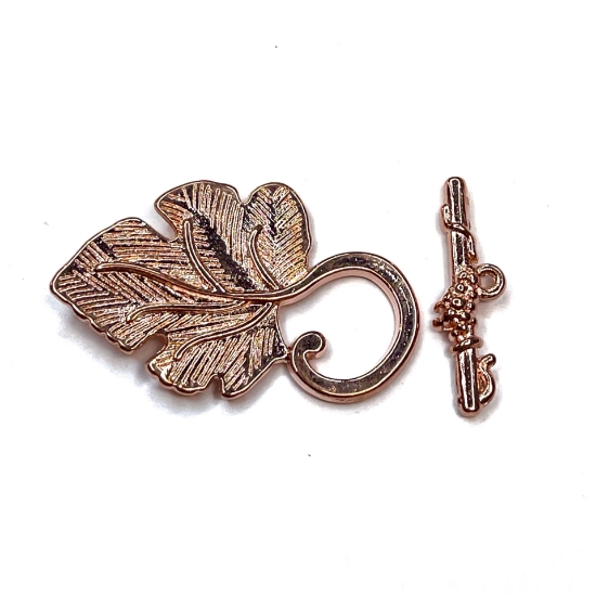 Picture of Clasp Toggle Leaf 22x37.5mm Rose Gold x5