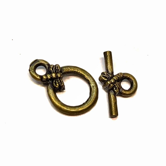 Picture of Clasp Toggle 14x10mm round w/ flower Bronze x10