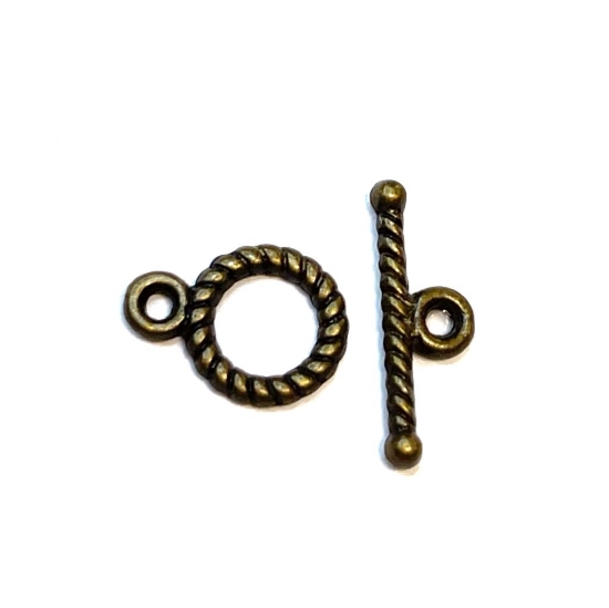 Picture of Clasp Toggle 13x10mm round carved Bronze x10