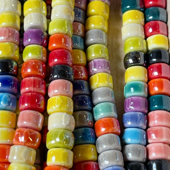 Picture of Porcelain Rondelle Bead 7x5mm w/ 2mm hole Mix x28cm