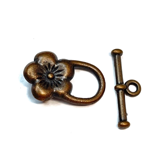 Picture of Clasp Toggle w/ flower Antiqued Copper x10