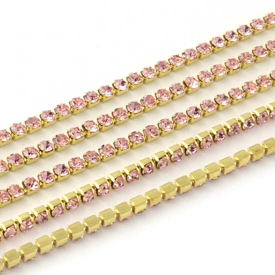 Picture of Strass Brass Chain 2.2mm raw brass  - Light Rose  x1m