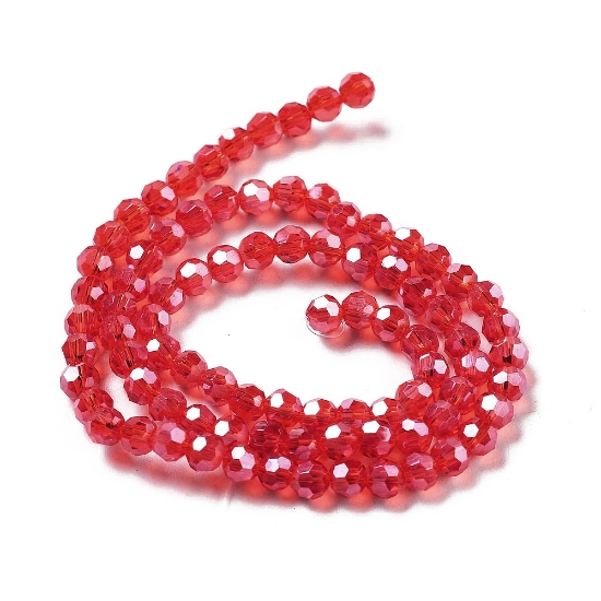 Picture of Faceted Glass bead 4mm Siam Pearl Luster x85 