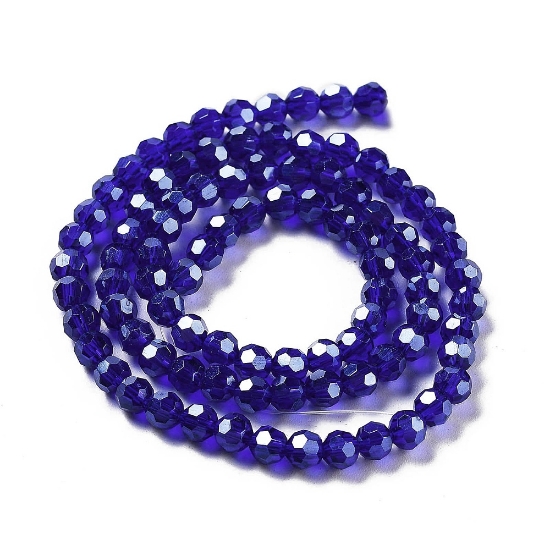 Picture of Faceted Glass bead 4mm Navy Blue Pearl Luster x85 