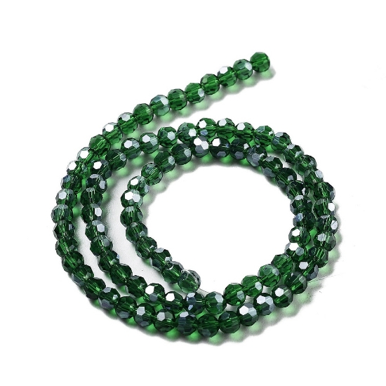 Picture of Faceted Glass bead 4mm Dark Moss Green Luster x85