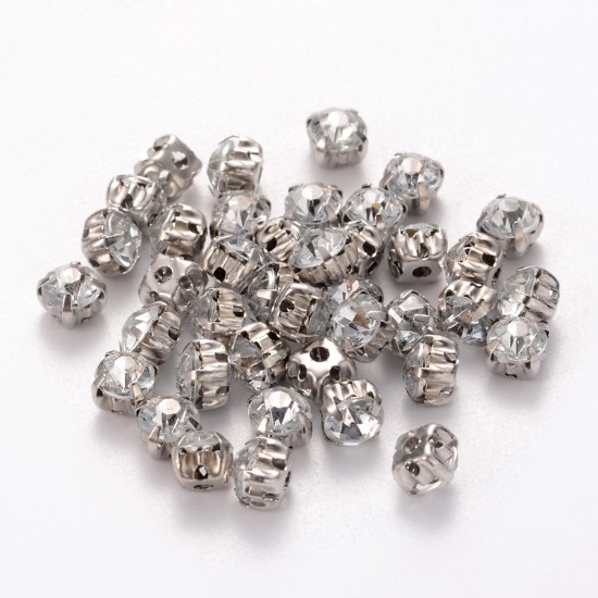 Picture of Montees Sew-On Acrylic Rhinestones 5mm with Brass setting Crystal x100