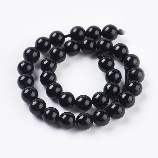 Picture of Tourmaline bead 6mm round Black x18cm
