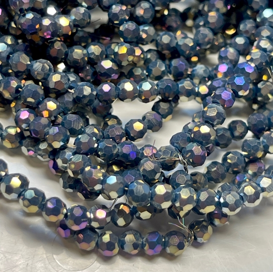 Picture of Faceted Glass bead 4mm Brown Rainbow x85