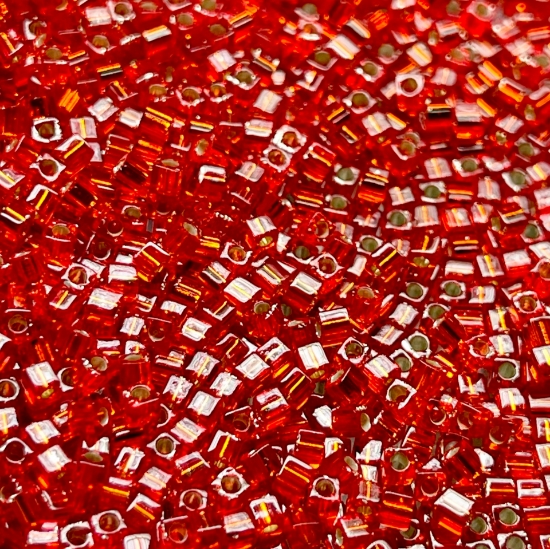 Picture of Miyuki Cubes 1.8mm 10 Silver Lined Red x10g 