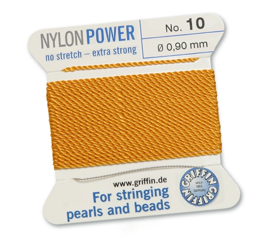 Picture of Griffin Nylon Beading Cord & Needle size #10 - 0.90mm Amber x2mm 