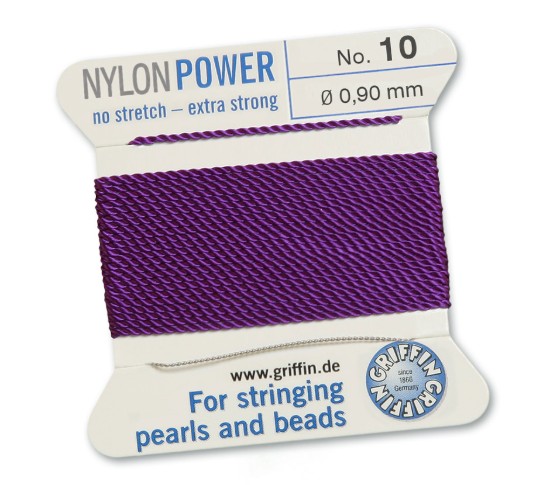 Image de Griffin Nylon Beading Cord & Needle size #10 - 0.90mm Amethyst x2m