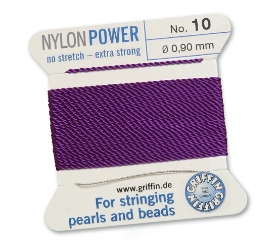 Picture of Griffin Nylon Beading Cord & Needle size #10 - 0.90mm Amethyst x2mm 