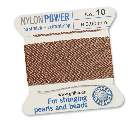 Image de Griffin Nylon Beading Cord & Needle size #10 - 0.90mm Beige x2m