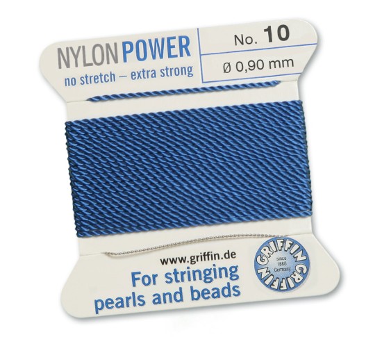 Image de Griffin Nylon Beading Cord & Needle size #10 - 0.90mm Blue x2m