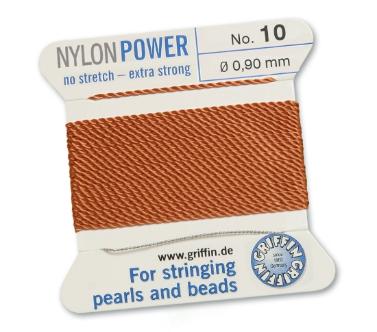 Picture of Griffin Nylon Beading Cord & Needle size #10 - 0.90mm Cornelian x2mm