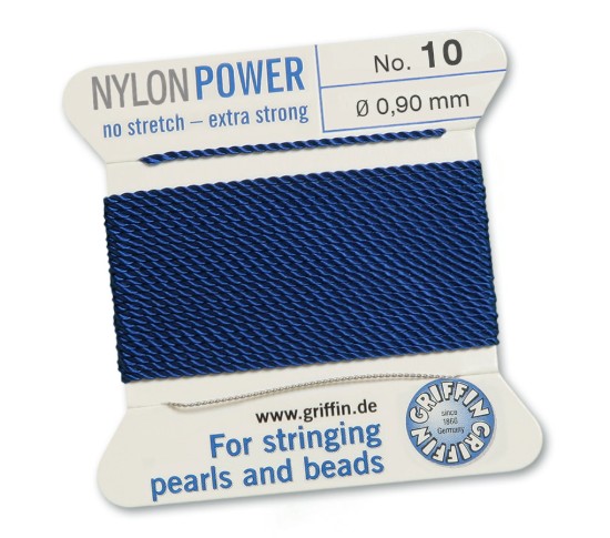 Image de Griffin Nylon Beading Cord & Needle size #10 - 0.90mm Dark Blue x2m