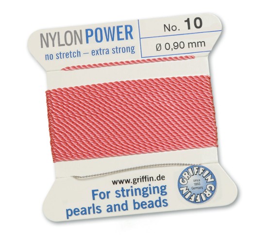 Image de Griffin Nylon Beading Cord & Needle size #10 - 0.90mm Dark Pink x2m