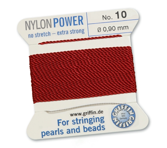 Picture of Griffin Nylon Beading Cord & Needle size #10 - 0.90mm Garnet x2mm
