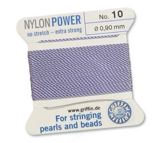 Picture of Griffin Nylon Beading Cord & Needle size #10 - 0.90mm Lilac x2mm