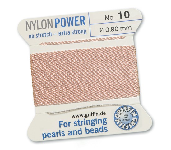 Image de Griffin Nylon Beading Cord & Needle size #10 - 0.90mm Light Pink x2m