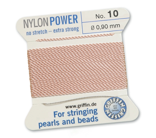 Picture of Griffin Nylon Beading Cord & Needle size #10 - 0.90mm Light Pink x2mm