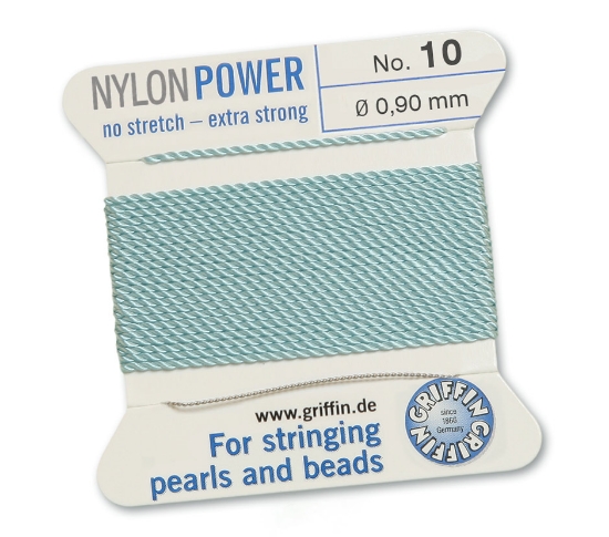 Picture of Griffin Nylon Beading Cord & Needle size #10 - 0.90mm Turquoise x2mm