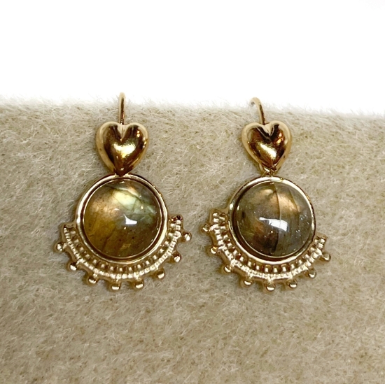 Picture of Ear wire Fishhook Heart 6mm w/loop Gold Plate x2