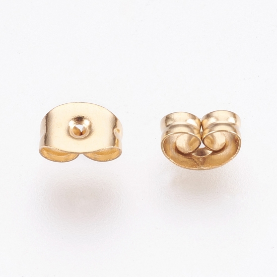 Picture of Stainless Steel Ear nut Clutch 4x6mm 18kt Gold Plated x100