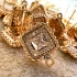 Picture of Ear stud 14x11mm square w/Cubic Zirconia 18kt Gold Plated x2